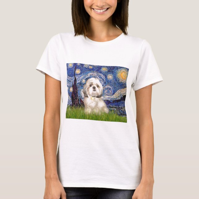 Stjärnklar natt - Shih Tzu (Y) Tee (Framsida)