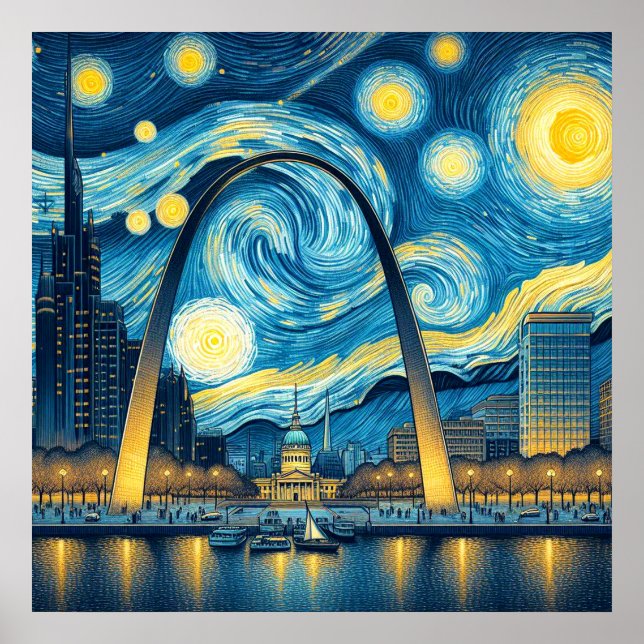 Stjärnklar natt St. Louis Missouri Poster (Framsidan)