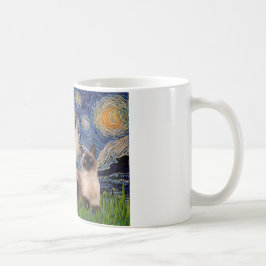 Stjärnklar natt - Två siameser katter (Choklad Pt) Kaffemugg
