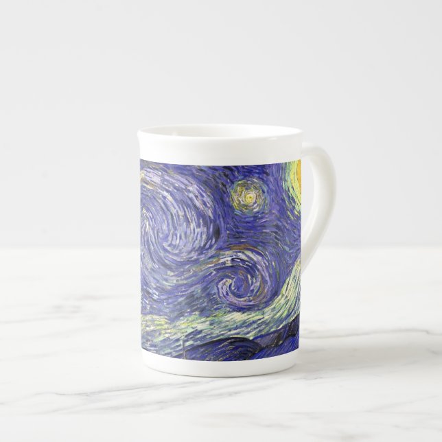 Stjärnklar natt, Vincent Van Gogh. Benporslin Mugg (Framsida höger)