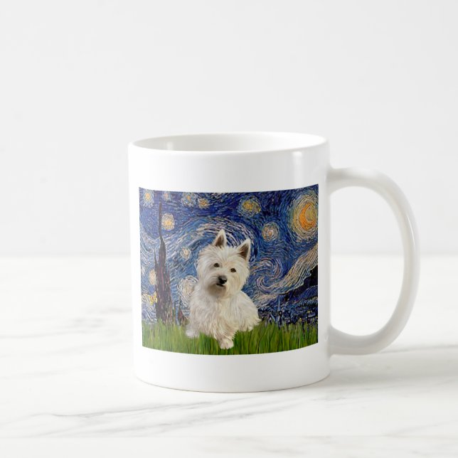 Stjärnklar natt - Westie 1 Kaffemugg (Höger)