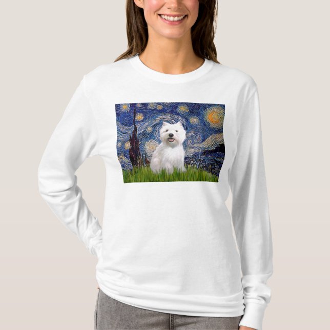Stjärnklar natt - Westie 2 T-shirt (Framsida)