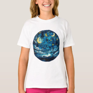 Stjärnklar natthimmel med månar – Celestial Kids T Shirt