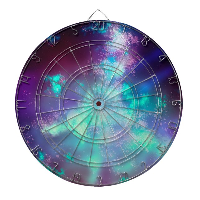 Stjärnklar natthimmel Neonljus Dartboard Darttavla (Framsidan)