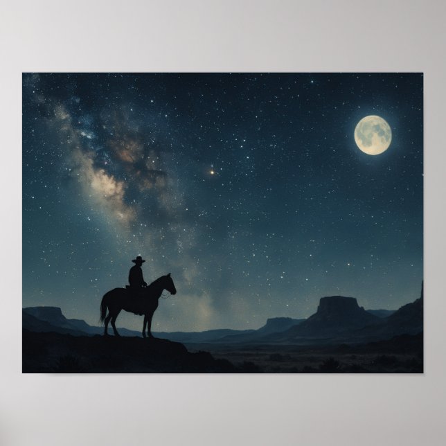 Stjärnklar ökenutskrift - Vintergatan Western Poster (Framsidan)