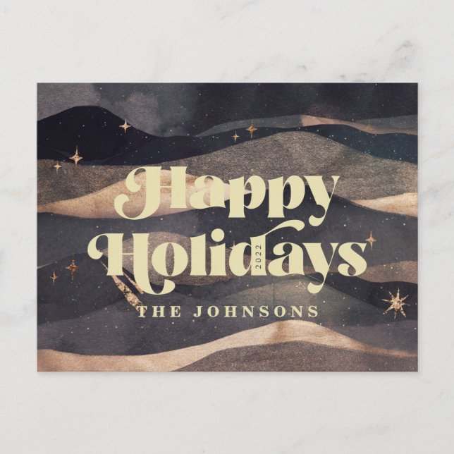 Stjärnklar vinterhimmel Modern Elegant Chic Helg Vykort (Framsida)