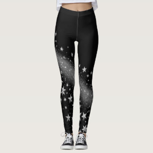 Stjärnklara nätter Vit Glans Elegant Leggings