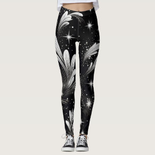 Stjärnklara nätter: Vita gnistor & Svarta Leggings