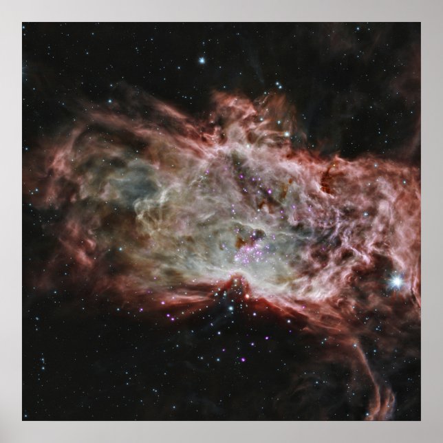 Stjärnkluster i FlamNebulas centrum. Poster (Framsidan)