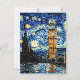 Stjärnkväll Big Ben London England Vykort