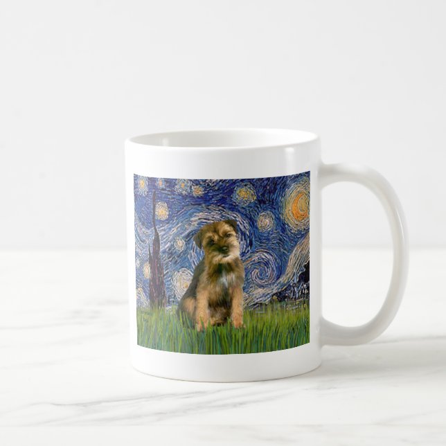 Stjärnkväll - Border Terrier #1 Kaffemugg (Höger)