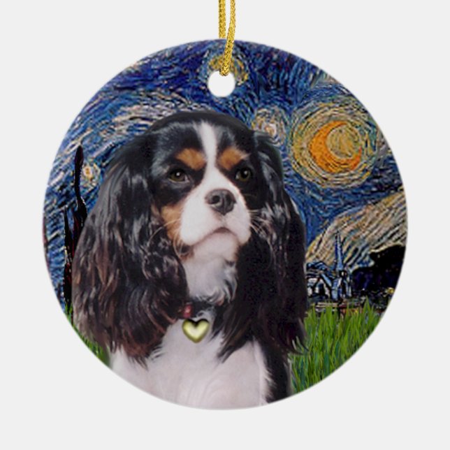 Stjärnkväll - Cavalier (tre färger) Julgransprydnad Keramik (Framsidan)