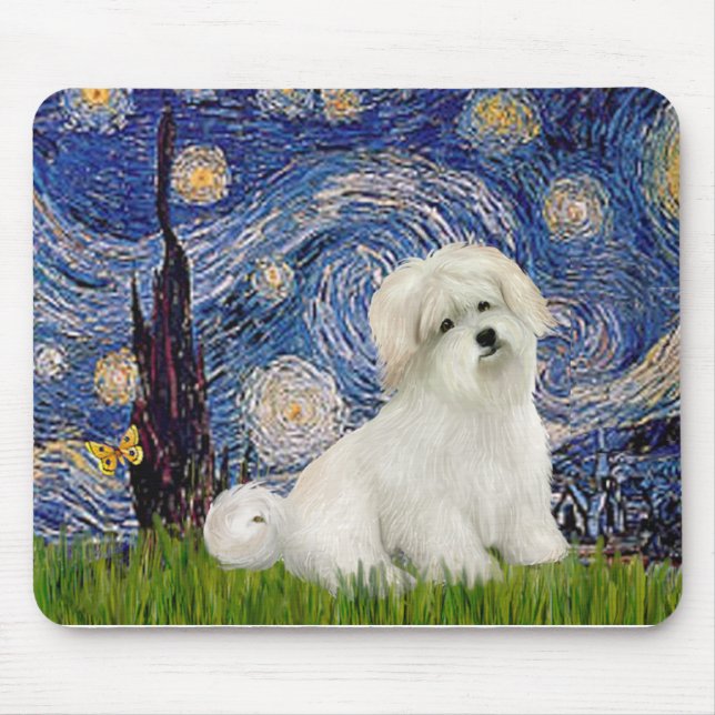 Stjärnkväll - Coton de Tulear 7 Musmatta (Framsidan)