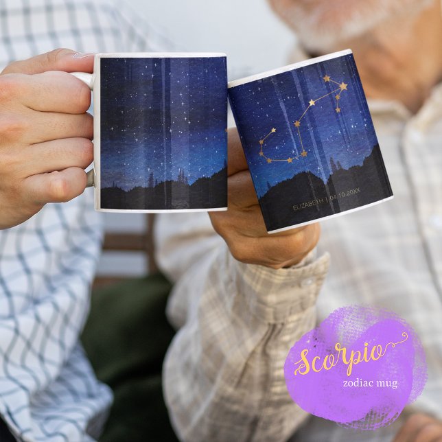 Stjärnkväll Guld Skorpion Zodiakusstjärnbild Kaffemugg (Skapare uppladdad)