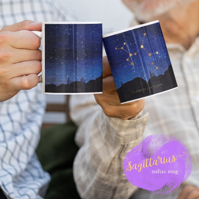 Stjärnkväll Guld Skytten Stjärntecken Konstellatio Kaffemugg (Skapare uppladdad)