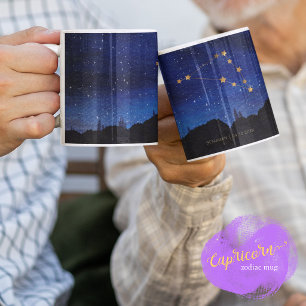 Stjärnkväll Guld Stenbocken Zodiak Stjärnbild Kaffemugg
