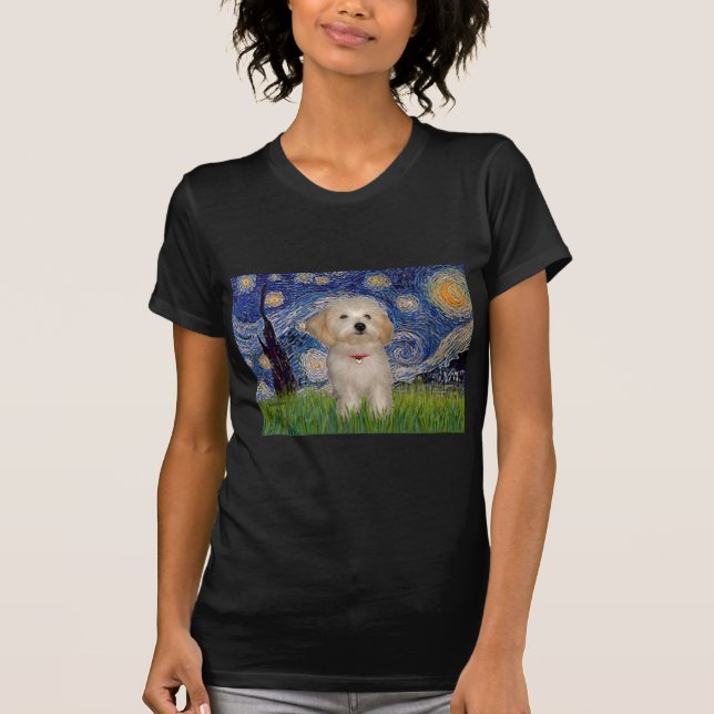 Stjärnkväll - Havanesiskt valp Tee Shirt (Framsida)