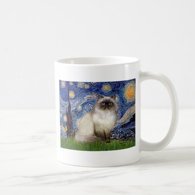 Stjärnkväll - Himalayakatt 7 Kaffemugg (Höger)