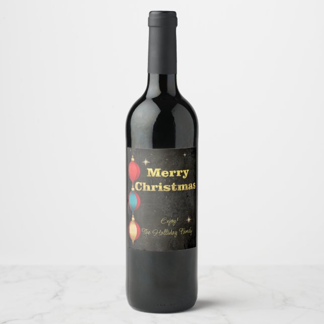 Stjärnkväll jul vinflaska etikett (Framsida)