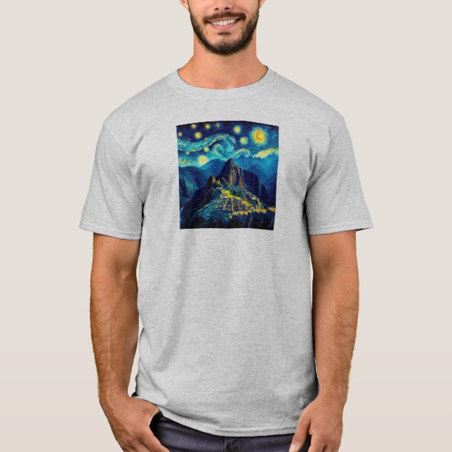Stjärnkväll Machu Picchu Peru T Shirt (Framsida)