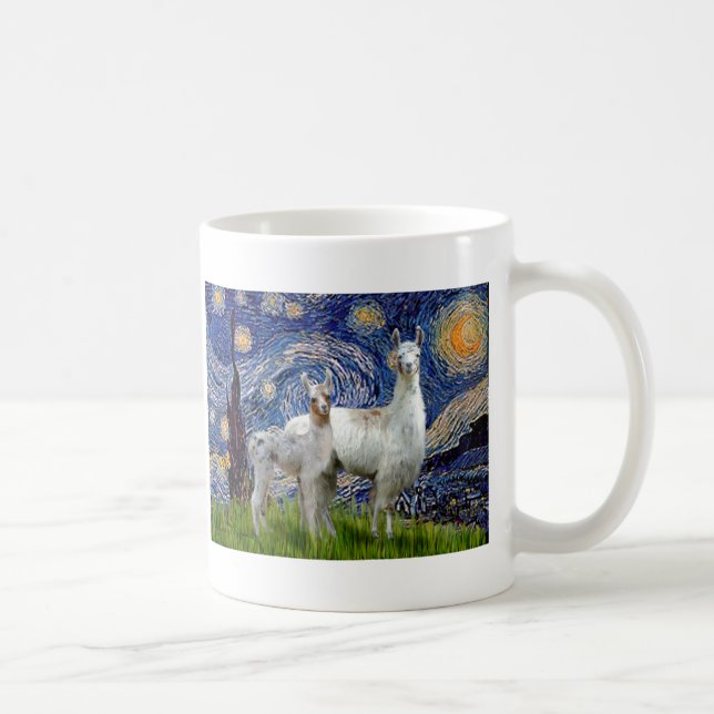 Stjärnkväll med två lamaer kaffemugg (Höger)