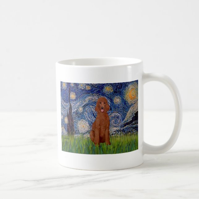Stjärnkväll - Mörk Röd Standard Pudel #1 Kaffemugg (Höger)