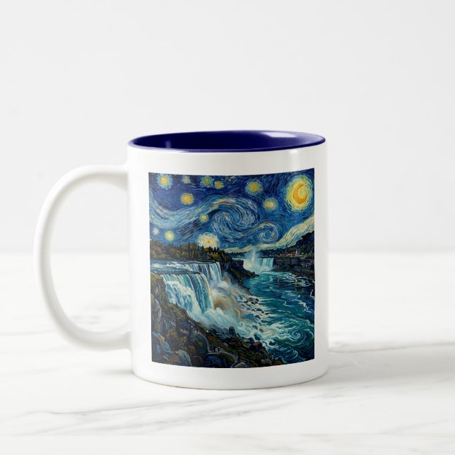 Stjärnkväll Niagara Falls Två-Tonad Mugg (Vänster)