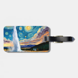 Stjärnkväll Old Faithful Yellowstone Park Bagagebricka