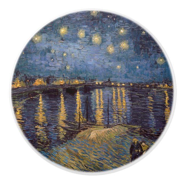 Stjärnkväll över Rhônefloden av Vincent Van Gogh Knopp (Framsidan)