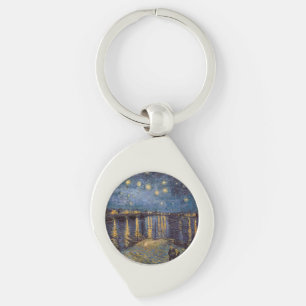Stjärnkväll över Rhônefloden av Vincent Van Gogh Swirl Silverfärgad Nyckelring
