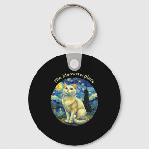 Stjärnkväll Rolig Katt Den Meowsterece Van Gogh Hu Nyckelring