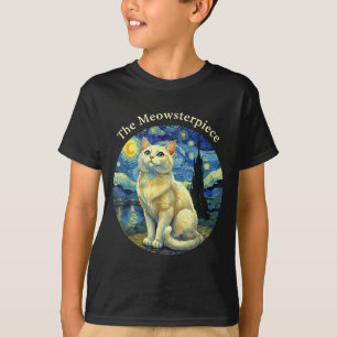 Stjärnkväll Rolig Katt Den Meowsterece Van Gogh Hu T Shirt