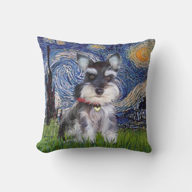 Stjärnkväll - Schnauzer-valp #10 Kudde (Framsida)