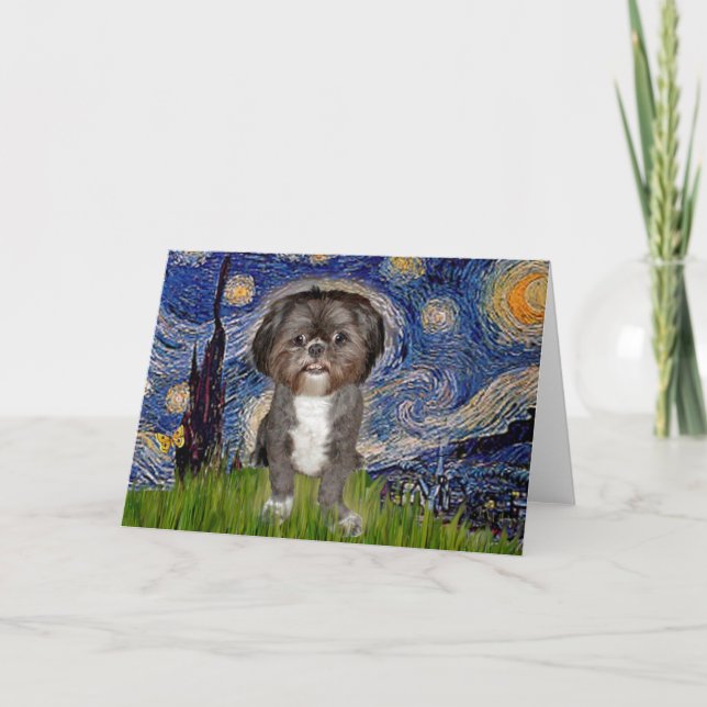 Stjärnkväll - Shih Tzu (M) Kort (Framsida)