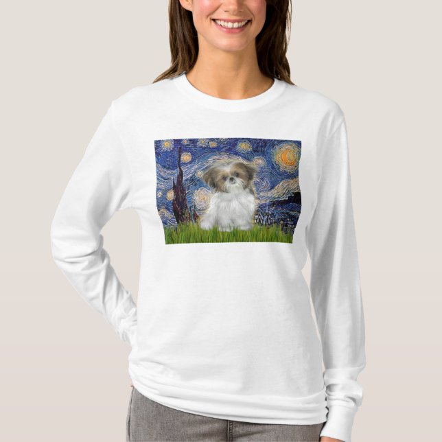 Stjärnkväll - Shih Tzu-valp Tee (Framsida)