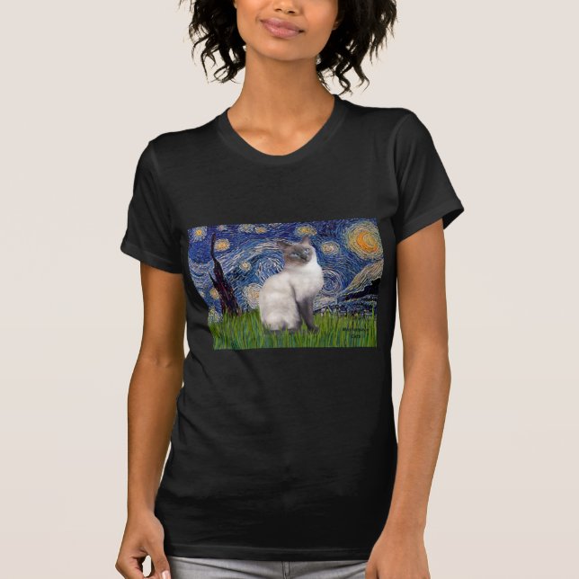 Stjärnkväll - Siamese 24 (blå punkt) T Shirt (Framsida)