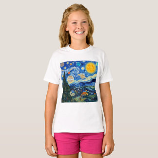 Stjärnkväll solsystemet rolig konstparodi t shirt
