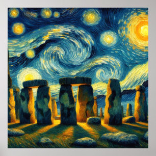 Stjärnkväll Stonehenge Poster