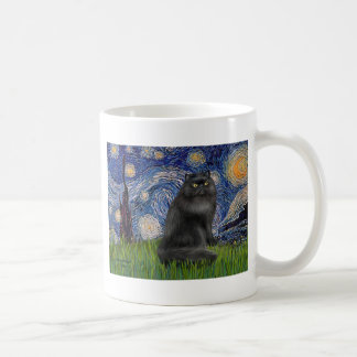 Stjärnkväll - svart persisk katt kaffemugg