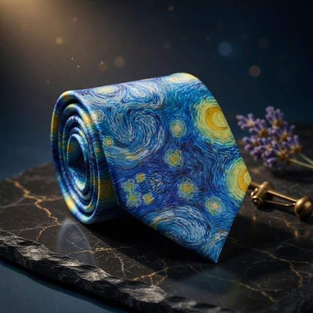 Stjärnkväll Van Gogh Mästerverk Mönster Slips (Skapare uppladdad)