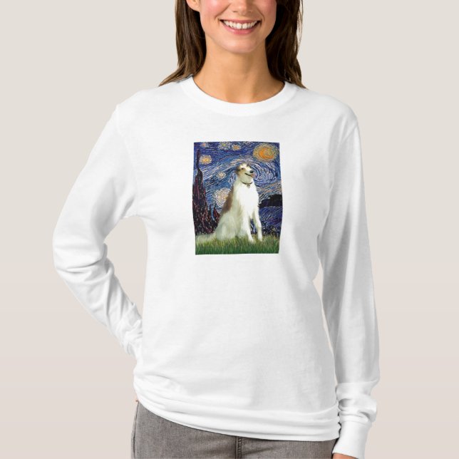 Stjärnkväll (Vertikal) - Borzoi T Shirt (Framsida)