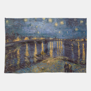 Stjärnkväll vid Rhônefloden av Vincent Van Gogh Kökshandduk