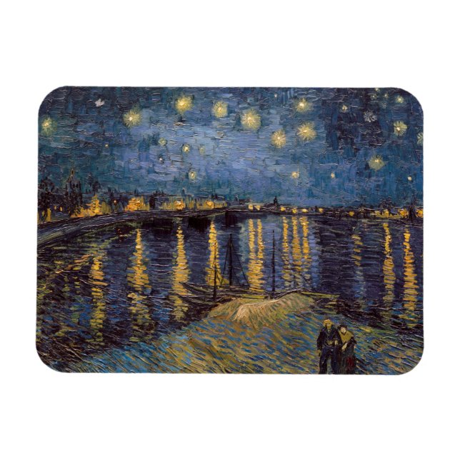 Stjärnkväll vid Rhônefloden av Vincent Van Gogh Magnet (Horisontell)