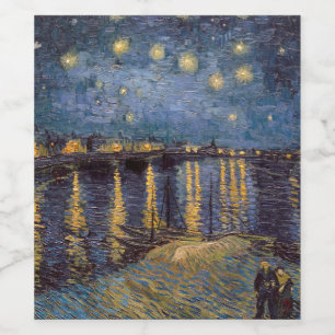 Stjärnkväll vid Rhônefloden av Vincent Van Gogh Vinflaska Etikett