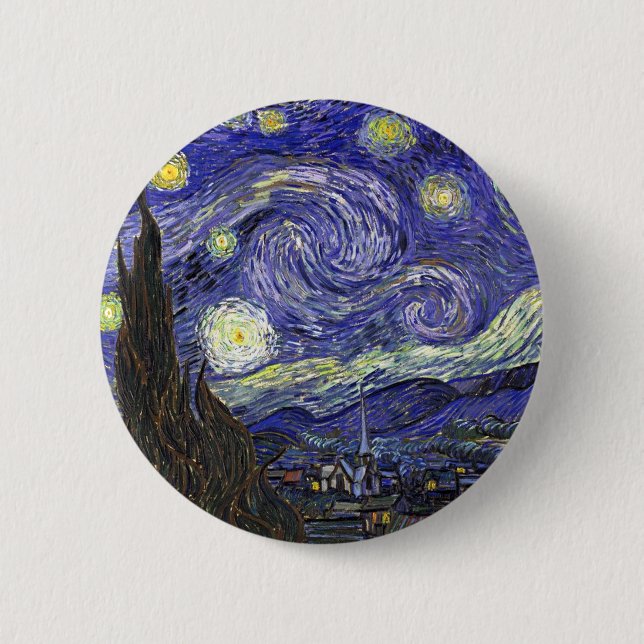 Stjärnkväll, Vincent Van Gogh. Knapp (Framsida)