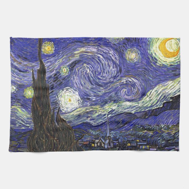 Stjärnkväll, Vincent Van Gogh. Kökshandduk (Horisontell)
