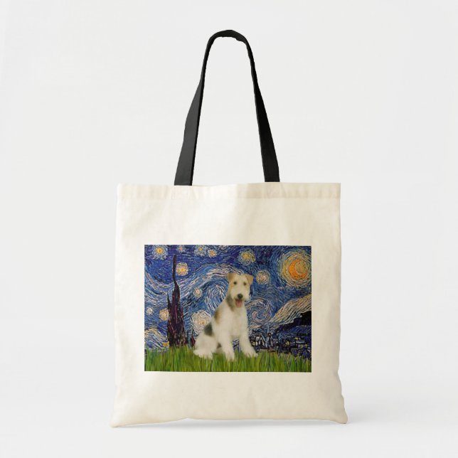 Stjärnkväll - Wire Fox Terrier (M) Tygkasse (Framsidan)