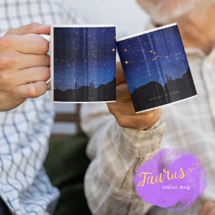 Stjärnkvällsträd Guld Oxen Zodiak Stjärnbild Kaffemugg