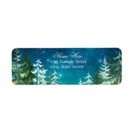 Stjärnljus Natt Skogs Returadress Etikett