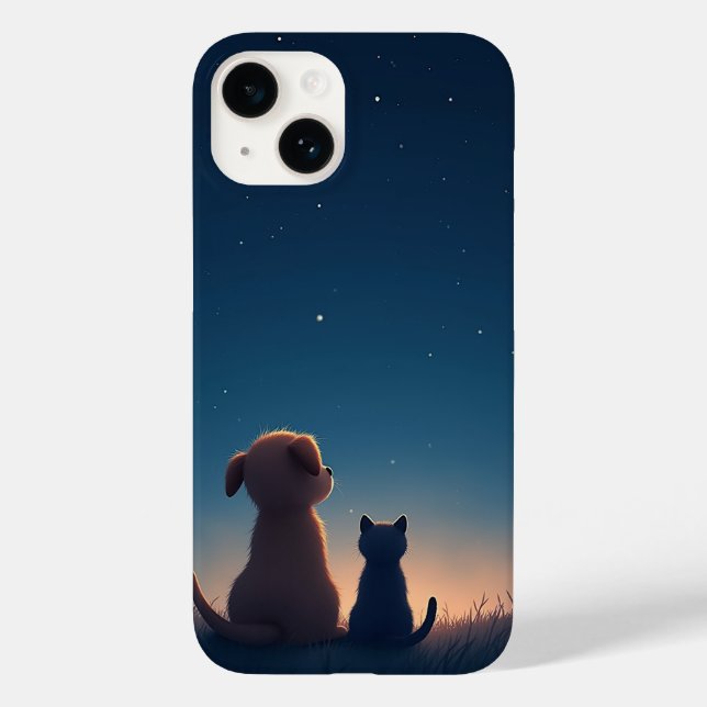 Stjärnljus Valp & Kattunge iPhone 14 Fodral (Baksida)